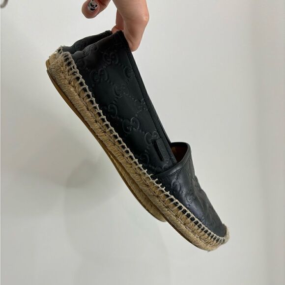 Gucci Black Guccissima Leather Pilar Espadrille Flats - Picture 10 of 15